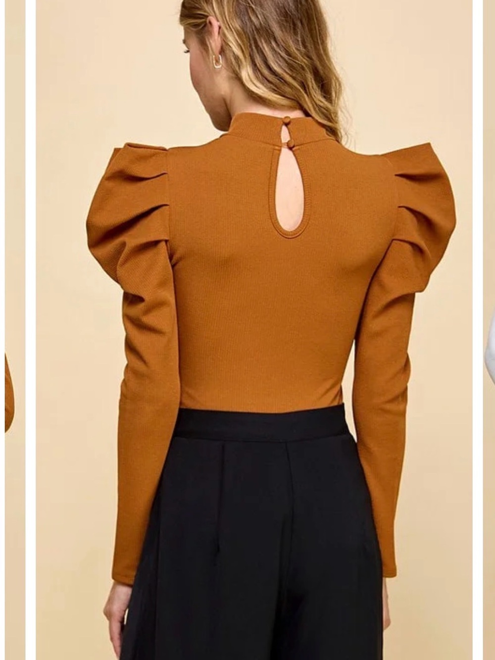 Altr’d State Women's Puff Sleeve Mock Neck Top - Rust XL NWT